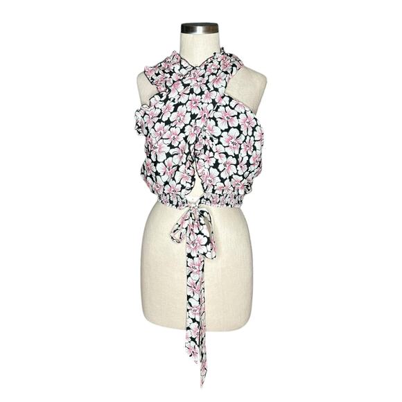 ANTHROPOLOGIE LETUEKE Let Me Be Twisted Halter Floral Crop Top Women's Size XL - Picture 2 of 11